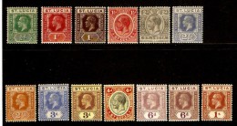 ST LUCIA 1921 - 1930 DIE II WATERMARK MULTIPLE SCRIPT CA VALUES TO 1s BETWEEN  SG 91 And SG 103 MOUNTED MINT Cat £66+ - Ste Lucie (...-1978)