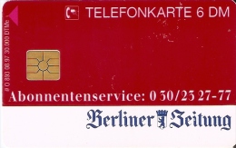 O 893 TARJETA DE ALEMANIA DE 6 DM DE BERLINER ZEITUNG - O-Series : Series Clientes Excluidos Servicio De Colección