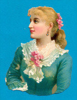 DECOUPIS  ANCIENS GAUFFRE, YOUNG LADY PORTRAIT, LACE, FLOWERS, JEUNE FEMME, 8 X 11 Cm VG Cond - Other & Unclassified