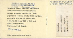 Fine Artists Assocciation - Opening Art Exhibition Of Milka Vukelić, 1980., Yugoslavia, Postcard () - Sonstige & Ohne Zuordnung