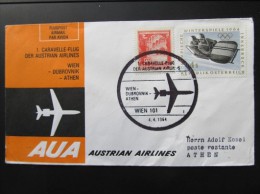 BRIEF Wien - Dubrovnik - Athen 1964 /// T1431 - First Flight Covers