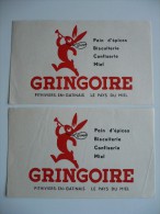 2 BUVARDS GRINGOIRE Pain D'Epices Pithiviers En Gâtinais Le PAYS Du MIEL. Lapin GRINGO Avec TROMPETTE. Années 50. BEtat - Pan De Especias