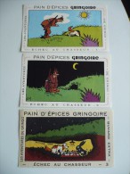 Série De 3 BUVARDS GRINGOIRE Pains D'Epices ECHEC Au CHASSEUR N°1, 2 Et 3. Les AVENTURES De GRINGO. Années 50. TBEtat - Honigkuchen-Lebkuchen