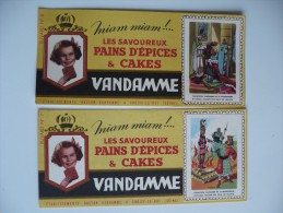 2 BUVARDS VANDAMME Pains D'Epices. Philippe Le Bel Et Charles VI. Images Des ROIS De FRANCE N°7 Et 8 . Années 50. TBE - Honigkuchen-Lebkuchen