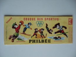 BUVARD PHILBEE COUQUE Des SPORTIFS. ANNEAUX OLYMPIQUES. Années 50. BEtat. OURS FOOT SKI NATATION BOXE SAUT - Honigkuchen-Lebkuchen