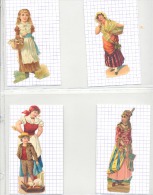 Lot De 4 Découpis  - Femme Et Fillette, Métiers  (sp1) - Flores