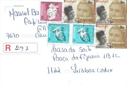 TIMBRES - STAMPS- LETTRE RECOMMANDÉ- MARCOPHILIE- PORTUGAL -CACHETS 17-10-1996-GARVÃO-OURIQUE-18-10-96-LISBONNE 21-10-96 - Lettres & Documents