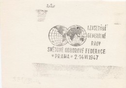 J1021 - Czechoslovakia (1945-79) Control Imprint Stamp Machine (R!): I. General Council Of World Trade Unions Federation - Proofs & Reprints