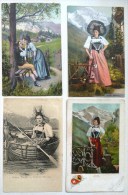 CPA Lot 4x Photo Litho PRECURSEUR Femme Couple Folklore ALLEMAGNE Bern Bernois Bernerin Voyagé Voir Photos - Sammlungen & Sammellose