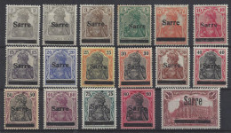 Germany (Saargebiet) 1920  (**) MNH + (*) MH  Mi.1-17 (see Discription) - Unused Stamps