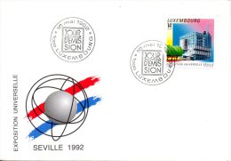 LUXEMBOURG. N°1247 De 1992 Sur Enveloppe 1er Jour. Expo'92. - 1992 – Séville (Espagne)