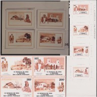 Sénégal 1988 Y&T 776/9. Film Et épreuve. Cartes Postales Du Sénégal. Palmiers, Mosquée, Lutte, Gare, Enfants, Femmes - Lutte