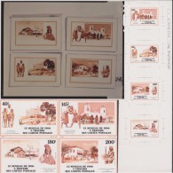 Sénégal 1988 Y&T 776/9. Film Et épreuve. Cartes Postales Du Sénégal. Palmiers, Mosquée, Lutte, Gare, Enfants, Femmes - Lotta