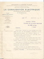 Lettre - La Canlisation électrique  à St Maurice - Fils Et Cables électrique - Tréfileries Et Laminoirs  Du Havre - Electricité & Gaz