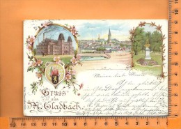 MÖNCHENGLADBACH: Lithographie Multi Vues, Gruss, Panorama, Kaiserbad, Kaiser Wilhelm Denkmal - Mönchengladbach