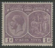 ST KITTS-NEVIS 1921 1d Pale Violet SG39a HM DV167 - St.Christopher-Nevis-Anguilla (...-1980)