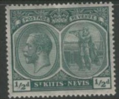 ST KITTS-NEVIS 1921 1/2d Blue-green SG 37 HM DV166 - St.Christopher, Nevis En Anguilla (...-1980)