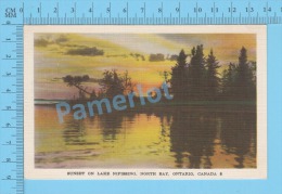 North Bay Ont.( Sunset On The Nipissing , KROM-O-GRAPH Postal ) CPSM 2 Scans - North Bay