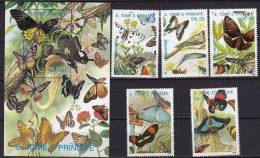 SAO TOME ET PRINCIPE PAPILLONS (Yvert 965/69+bf 70) NEUF MNH ** - Papillons