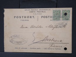 FINLANDE -Entier Postal Voyagé Pour Bordeaux En 1912  à Voir    P4730 - Postwaardestukken