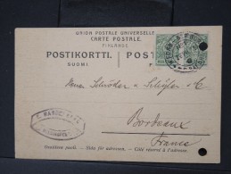 FINLANDE -Entier Postal Voyagé Pour Bordeaux En 1912  à Voir    P4732 - Ganzsachen