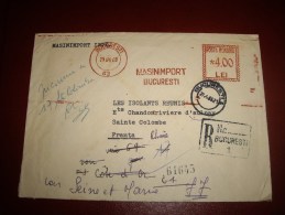 ROUMANIE EMA   En Recommandée 26/04/68  Pour Sainte Colombe-mauvaise Destination 3 Oblitera - Frankeermachines (EMA)