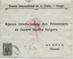 BULGARIE - 1918 - ENVELOPPE CENSUREE De KARLOVO Pour L'AG DES PRISONNIERS DE GUERRE GENEVE - CROIX-ROUGE - Brieven En Documenten