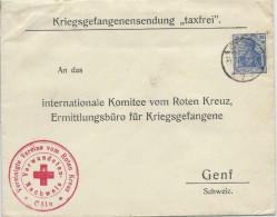 REICH - 1918 - ENVELOPPE CENSUREE (KÖLN) Pour L'AG DES PRISONNIERS DE GUERRE GENEVE - CROIX-ROUGE - Courriers De Prisonniers