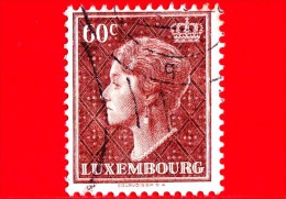 LUSSEMBURGO - Usato - 1949 - Profilo Della Granduchessa Charlotte (volta A Sinistra) Su Uno Sfondo Reticolato - 60 - 1948-58 Charlotte De Profil à Gauche