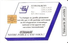 TARJETA DE BENIN DE ECOBANK DE 30 UNITES Y TIRADA 10000 - Bénin