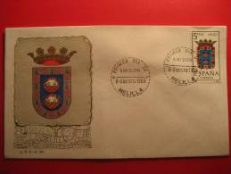 MELILLA 1966 Escudo Arm SPD FDC Sobre Cover Enveloppe España Africa Colonias Españolas - Maroc Espagnol