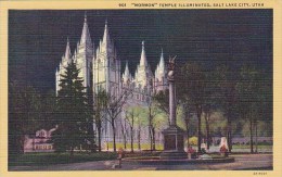 Mormon Temple Illuminated Salt Lake City Utah - Salt Lake City