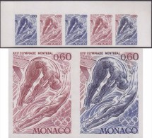 Monaco 1976 Y&T 1057. Bande De 5, Essais De Couleurs. Jeux Olympiques De Montréal. Plongeon De Haut Vol - Tuffi