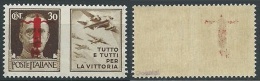 1944 RSI PROPAGANDA GUERRA 30 CENT VARIETà SOPRASTAMPA CAPOVOLTA MNH ** - W169-3 - War Propaganda