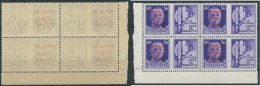 1944 RSI PROPAGANDA GUERRA 50 CENT QUARTINA VARIETà DECALCO MNH ** - W174 - Propagande De Guerre