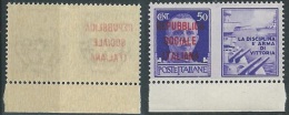 1944 RSI PROPAGANDA GUERRA 50 CENT VARIETà DECALCO MNH ** - W173-5 - War Propaganda