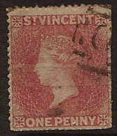 ST VINCENT 1861 1d Rose-red P15 QV SG 1 WS11 - St.Vincent (...-1979)