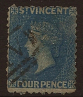 ST VINCENT 1862 4d Deep Blue P11 QV SG 6 WS13 - St.Vincent (...-1979)