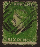 ST VINCENT 1862 6d Deep Green P11 QV SG 7 WS12 - St.Vincent (...-1979)