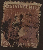 ST VINCENT 1869 1/- Brown P11 QV SG 14 WS14 - St.Vincent (...-1979)