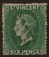 ST VINCENT 1871 6d Deep Green P15 QV SG 16 WS16 - St.Vincent (...-1979)