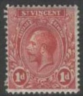 ST VINCENT 1921 1d Red KGV SG 132 HM DV233 - St.Vincent (...-1979)