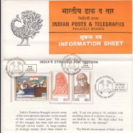 Stamped Information On Struggle For Freedom,  Se-tenent And Quit India, Gandhi, Nehru, Flag, India 1983 - Mahatma Gandhi