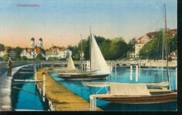 Litho Segelboote Im Hafen Von Friedrichshafen Mann Um 1900 Gebr. Metz - Friedrichshafen