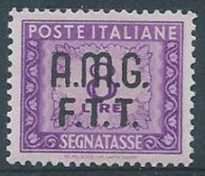 1947-49 TRIESTE A SEGNATASSE 2 RIGHE 8 LIRE LUSSO MNH ** - W176 - Portomarken