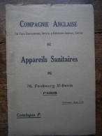 Catalogue Compagnie Anglaise The Paris Earthenware, Crystal And Hardware, Appareils Sanitaires, Lavabo, Bidets - Supplies And Equipment