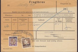 Denmark Fragtbrev Freight Bill Bulletin D'Expedition FANØ - ESBJERG 1971 With 5 Kr. Christian X. Overprinted POSTFÆRGE - Paketmarken