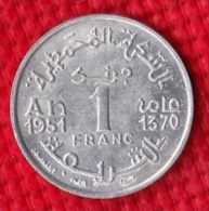 1 PIECE MAROC EMPIRE CHERIFIEN MAROCCO AN 1951/1370 - 1 FRANC (N°36) - Morocco