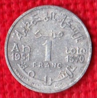 1 PIECE MAROC EMPIRE CHERIFIEN MAROCCO AN 1951/1370 - 1 FRANC (N°37) - Morocco