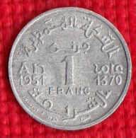 1 PIECE MAROC EMPIRE CHERIFIEN MAROCCO AN 1951/1370 - 1 FRANC (N°40) - Maroc